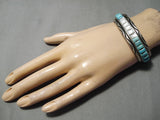 Native American Important Hallmark Ihmss Turquoise Sterling Silver Inlay Bracelet-Nativo Arts