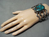 Very Rare Vintage Native American Navajo Green Bisbee Turquoise Sterling Silver Bracelet-Nativo Arts
