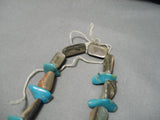 Huge Longer Vintage Navajo Turquoise Abalone Shell Native American Necklace Old-Nativo Arts