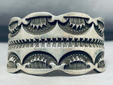 Very Heavy 127 Gram Deep Stamp Vintage Native American Navajo Sterling Silver Bracelet-Nativo Arts