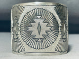 Huge Concho Native American Navajo Hand Tooled Sterling Silver Bracelet Cuff-Nativo Arts