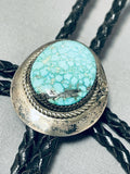Phenomenal Vintage Native American Navajo Spiderweb Turquoise Sterling Silver Bolo Tie-Nativo Arts