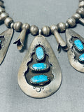 Jimmy Henderson Vintage Native American Navajo Turquoise Sterling Silver Necklace-Nativo Arts