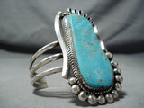 Ray Nez Native American Navajo Huge Kingman Turquoise Sterling Silver Bracelet-Nativo Arts