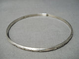 Hand Tooled Vintage Navajo Sterling Silver Native American Bangle Bracelet Old-Nativo Arts