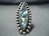 Tremendous Vintage Navajo Abalone Sterling Silver Ring Native American Old-Nativo Arts