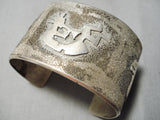Huge Vintage Native American Navajo Dancing Kokopelli Sterling Silver Bracelet Old-Nativo Arts