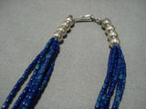 Wow!! Vintage Navajo Lapis Sterling Silver Native American Necklace Old-Nativo Arts