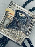 Eldred Martinez Vintage Native American Zuni Sterling Silver Eagle Bolo Tie-Nativo Arts