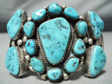 Important Vintage Native American Navajo Turquoise Sterling Silver Bracelet Old-Nativo Arts