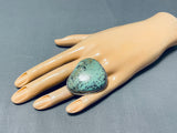 Gigantic Vintage Native American Navajo Turquoise Sterling Silver Ring-Nativo Arts