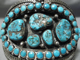 Best Vintage Native American Navajo Snake Eyes Turquoise Sterling Silver Leaf Bracelet Old-Nativo Arts