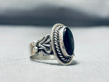Important Native American Navajo Black Onyx Sterling Silver Ring-Nativo Arts