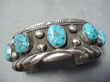 Astonishing Vintage Native American Navajo Old Kingman Turquoise Sterling Silver Bracelet-Nativo Arts