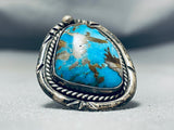 Astonishing Vintage Native American Navajo Kingman Turquoise Sterling Silver Ring-Nativo Arts