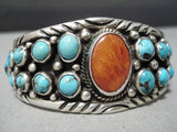 Amazing Vintage Native American Navajo Bisbee Turquoise Sterling Silver Bracelet Old-Nativo Arts
