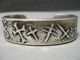 Exceptional Vintage Native American Navajo Cross Chirstian Sterling Silver Bracelet-Nativo Arts