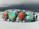 Native American Important Leo Feeney Vintage Royston Turquoise Heart Sterling Silver Bracelet-Nativo Arts