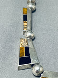 The Best Vintage Native American Navajo Tigers Eye Sterling Silver Inlay Necklace-Nativo Arts