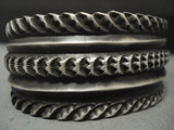Extremely Detailed Vintage Navajo 112 Grams Native American Jewelry Silver Bracelet-Nativo Arts