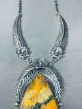 One Of The Best Native American Navajo Honeybee Jasper Sterling Silver Necklace-Nativo Arts