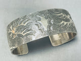 Elevated Detail Vintage Native American Navajo Eagle Sterling Silver Hand Carved Bracelet-Nativo Arts