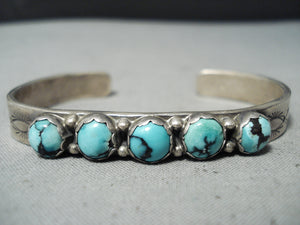 Tremendous Vintage Navajo Turquoise Sterling Silver Bracelet Native American Old-Nativo Arts