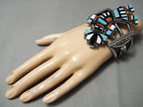 One Of The Best Native American Navajo Turquoise Kachina Inlay Sterling Silver Bracelet-Nativo Arts