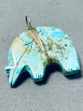 Whimsical Vintage Native American Zuni Turquoise Sterling Silver Pendant-Nativo Arts