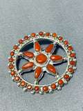 Spectacular Native American Zuni Coral Sterling Silver Pin/pendant-Nativo Arts