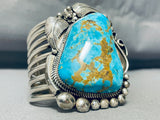 Heavy 140 Grams Vintage Native American Navajo #8 Turquoise Sterling Silver Bracelet Cuff-Nativo Arts
