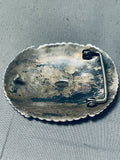 Henry Morgan Extreme Detail Vintage Native American Navajo Sterling Silver Buckle-Nativo Arts