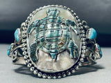 Important Francisco Gomez Turtle Turquoise Sterling Silver Bracelet-Nativo Arts