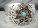 For 8.5' Wrist Large Vintage Native American Navajo Turquoise Sterling Silver Bracelet-Nativo Arts