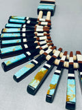 Native American One Of The Best Ever Santo Domingo Turquoise Ehsll Inlay Necklace-Nativo Arts