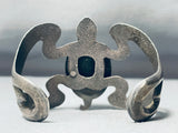 Important Vintage Native American Navajo Turquoise Inlay Sterling Silver Turtle Bracelet-Nativo Arts