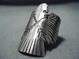 Exceptional Large Navajo Sterling Silver Eagle Ring Native American-Nativo Arts