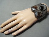 One Of Biggest Vintage Native American Navajo Agate Sterling Silver Bracelet Old-Nativo Arts