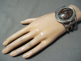 Huge Vintage Native American Navajo Domed Bisbee Turquoise Sterling Silver Bracelet Old-Nativo Arts