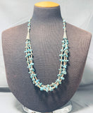 Magnificent Vintage Native American Navajo Kingman Turquoise Sterling Silver Necklace-Nativo Arts