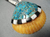 Native American Wonderful Vintage Santo Domingo Turquoise Sterling Silver Shell Necklace Old-Nativo Arts