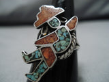 Amazing Vintage Zuni Native American Sterling Silver Turquoise Ring Old-Nativo Arts