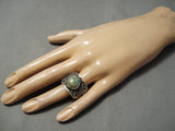 Opulent Vintage Native American Navajo #8 Turquoise Sterling Silver Ring Old-Nativo Arts