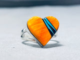 Wonderful Native American Navajo Spiny Oyster Sterling Silver Heart Ring-Nativo Arts