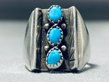 Exceptional Vintage Native American Navajo Sleeping Beauty Turquoise Sterling Silver Ring-Nativo Arts