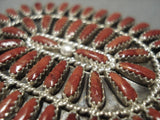 Stunning Navajo Coral Sterling Silver Native American Pin-Nativo Arts