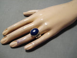 Important Navajo Lapis Sterling Silver Ring Native American-Nativo Arts