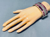 Native American Best Navajo Purple Shell Thicker Sterling Silver Inlay Bracelet-Nativo Arts