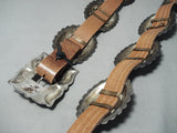 Old Heavy Vintage Native American Navajo Turquoise Sterling Silver Concho Belt Old-Nativo Arts