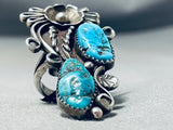 Striking Vintage Native American Navajo Morenci Turquoise Sterling Silver Ring-Nativo Arts